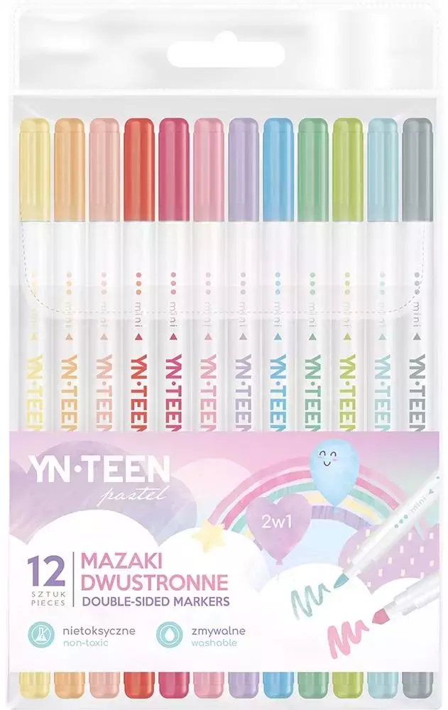Mazaki dwustronne pastel 12 kolorów YNT - Papiernicze i szkolne