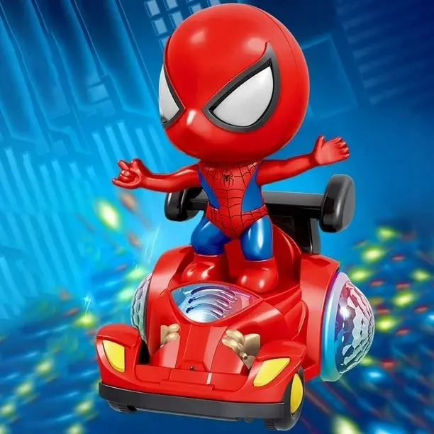 BOHATER PAJĄK LUDZIK NA BATERIE SPIDER MUZYCZNY ŚWIATŁO DŹWIĘK 360 - Zabawki