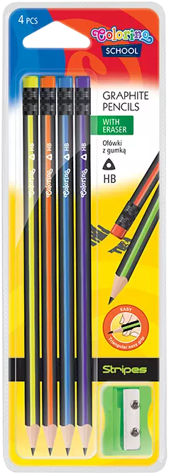 Ołówek Colorino trójkątny z gumką z temperówką na blistrze - Papiernicze i szkolne