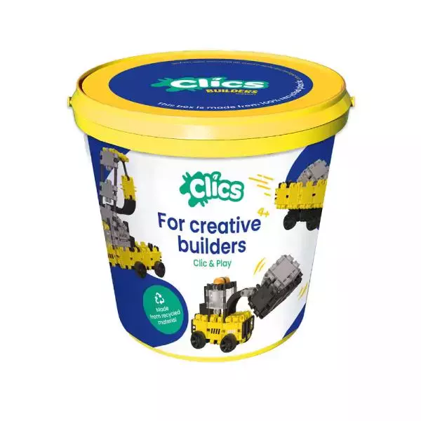 Klocki CLICS Wiaderko 5 w 1, 123 elementy Maszyny budowlane CB199