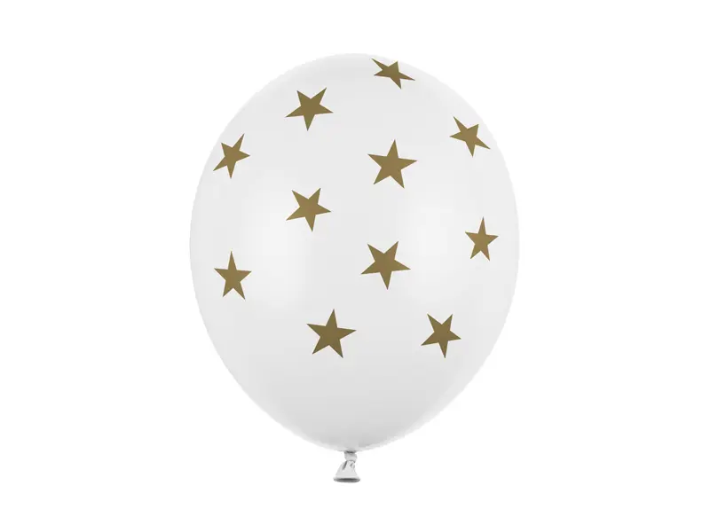 Balony 30cm, Gwiazdki, Pastel Pure White (1 op. / 6 szt.) - Papiernicze i szkolne