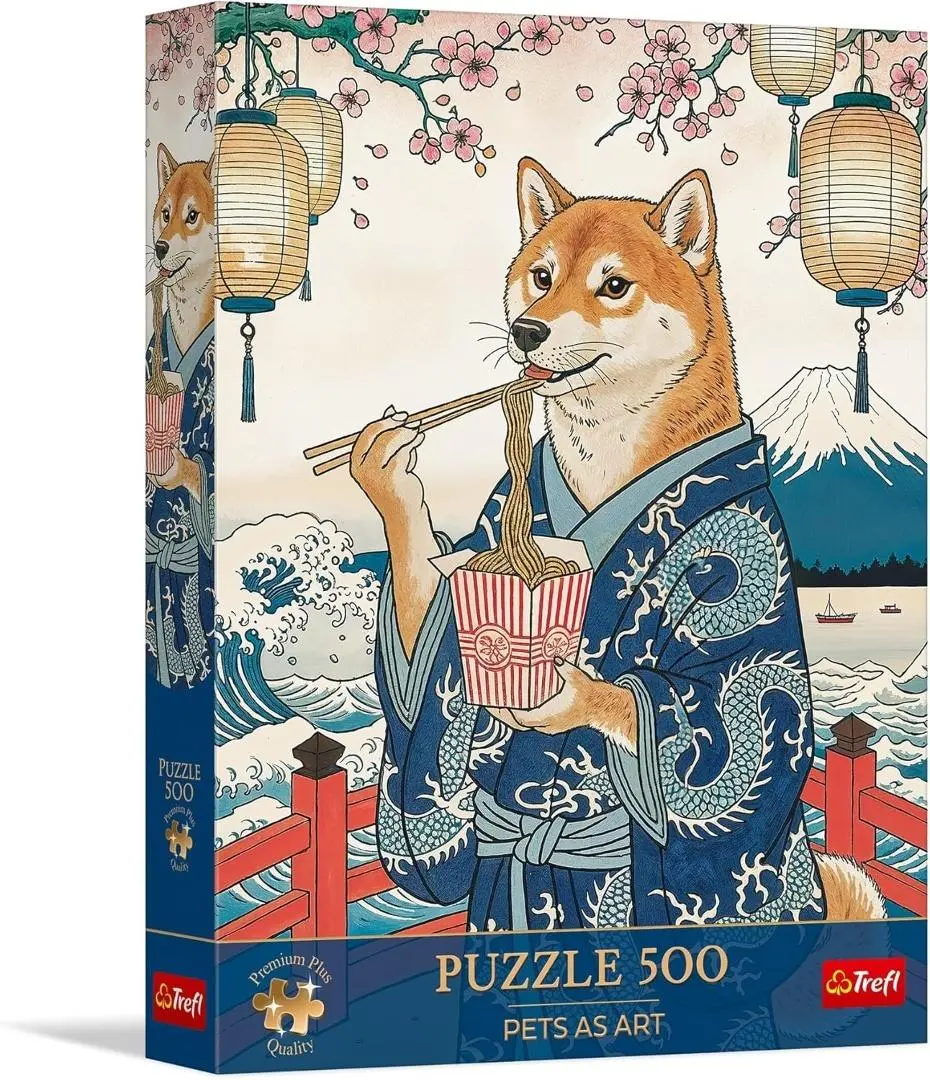 Puzzle 500 Pets as Art: Makaronowa medytacja Shiby - Puzzle