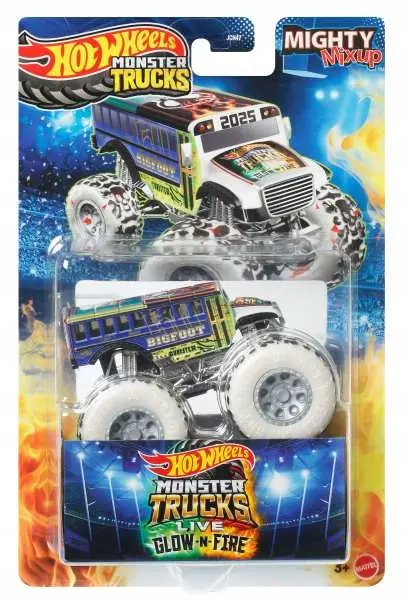 HOT WHEELS MONSTER TRUCK LIVE GLOV & FIRE pojazd MIGHTY MIXUP JCH47 - Zabawki