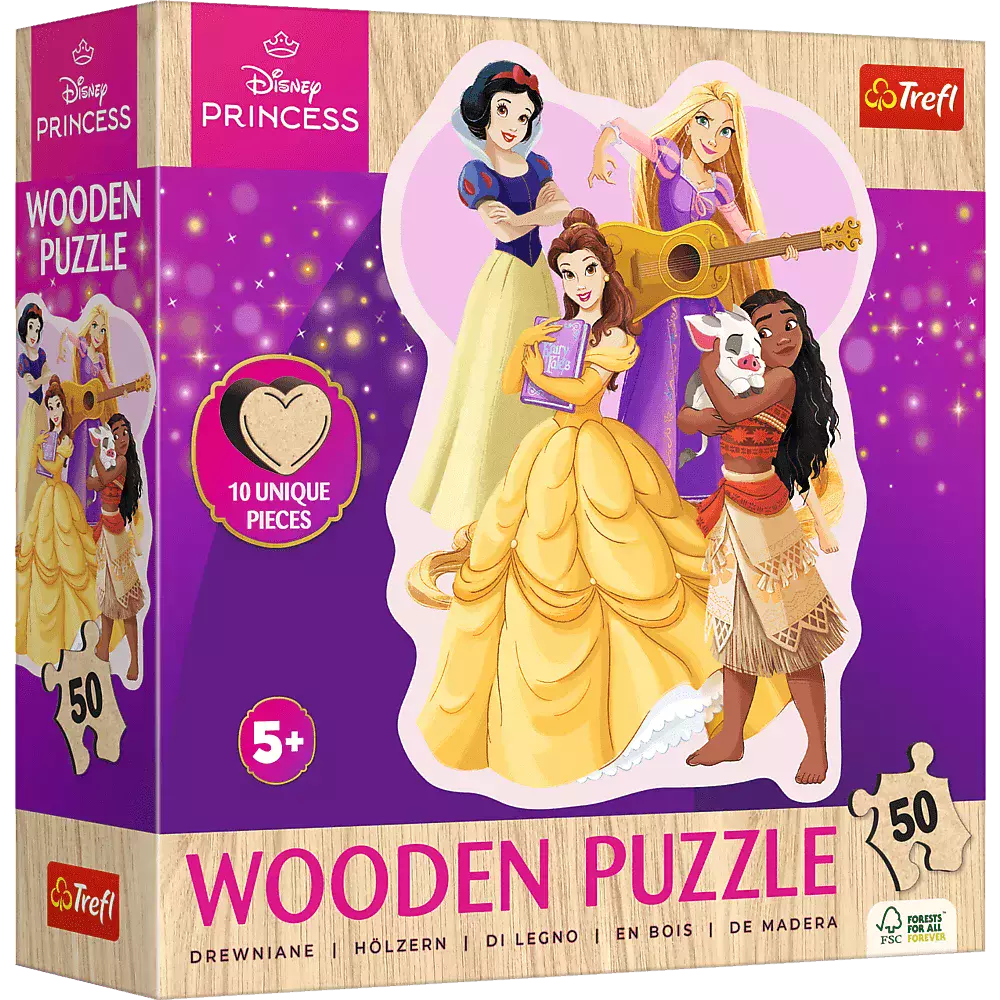 Puzzle drewniane 50 elementów. Urocze Księżniczki