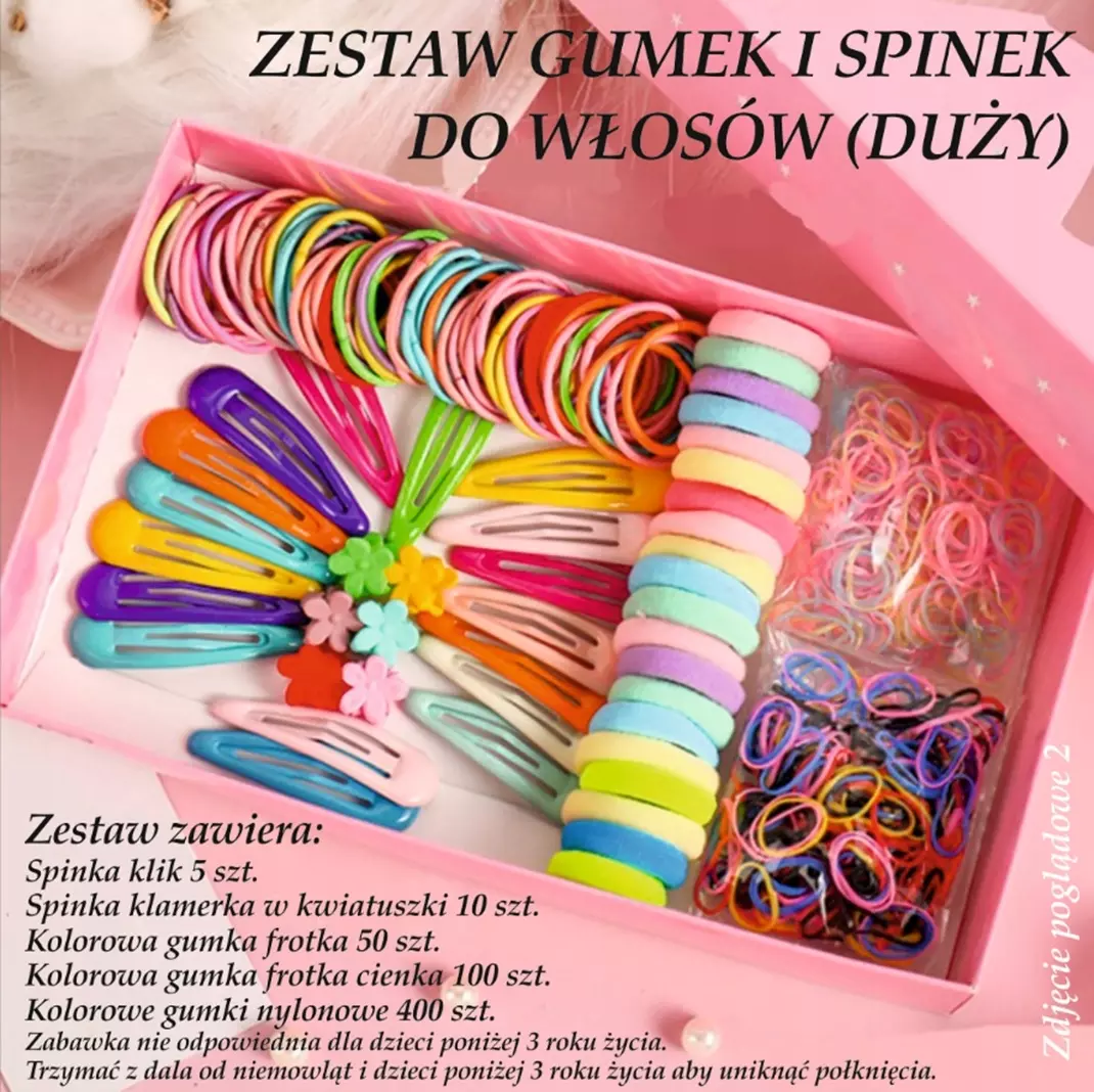 Zestaw gumek i spinek do włosów - Zabawki