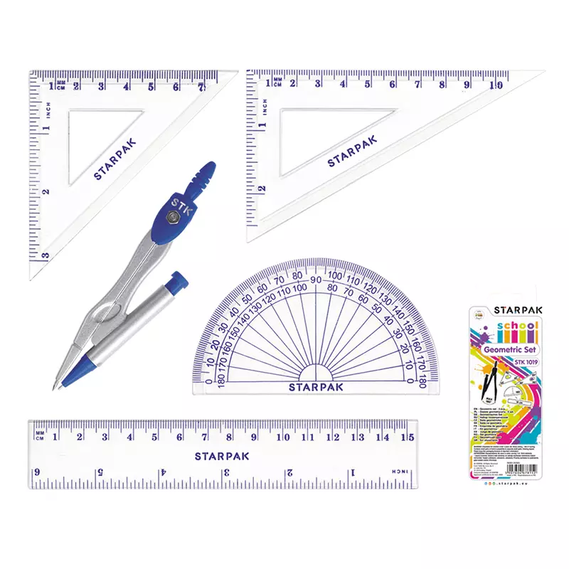 Cyrkiel + zestaw geometryczny - Papiernicze i szkolne