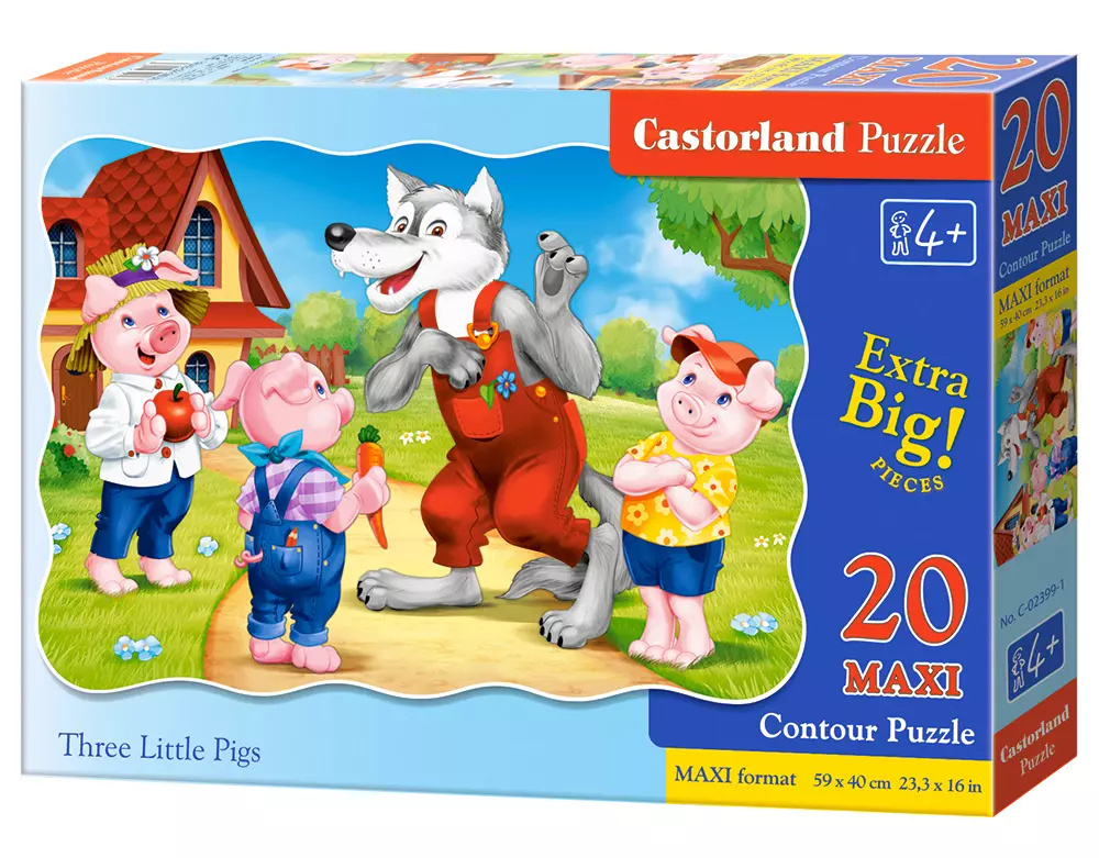 Puzzle maxi 20 elementów. Trzy małe świnki
