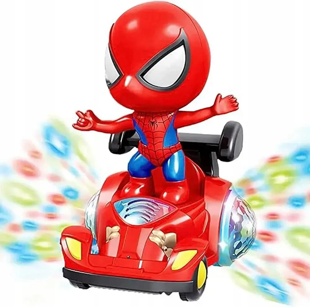 BOHATER PAJĄK LUDZIK NA BATERIE SPIDER MUZYCZNY ŚWIATŁO DŹWIĘK 360 - Zabawki