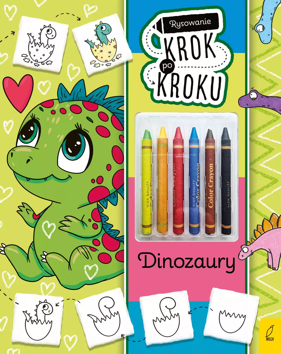Rysowanie krok po kroku z kredkami. Dinozaury - Książki