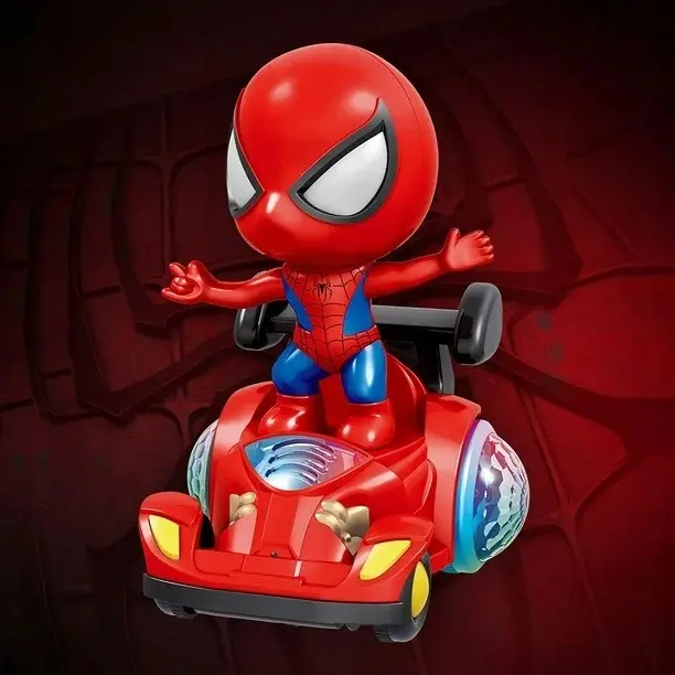 BOHATER PAJĄK LUDZIK NA BATERIE SPIDER MUZYCZNY ŚWIATŁO DŹWIĘK 360 - Zabawki