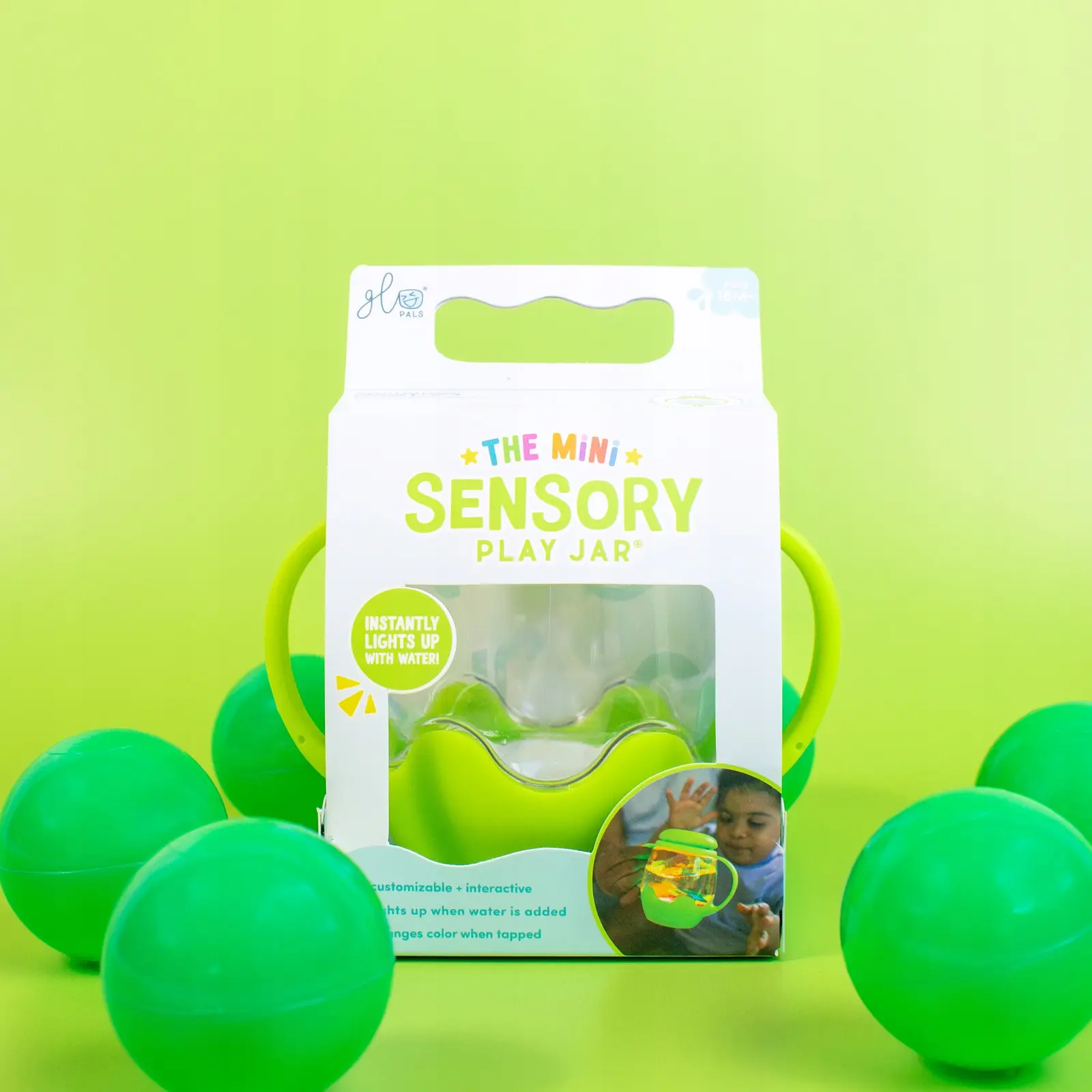 Glo Pals, Mini słoik sensoryczny do napełnienia wodą, kolor zielony - Zabawki