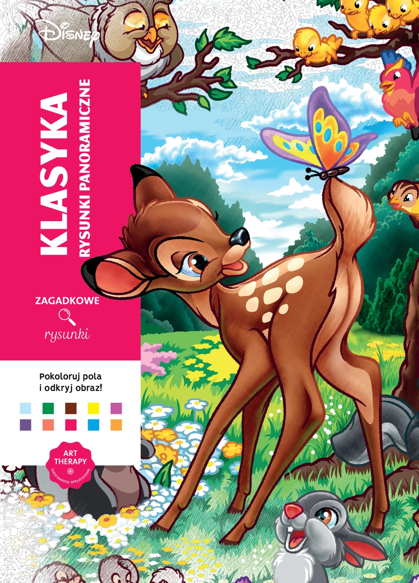 Art therapy. Kolorowanka antystresowa. Disney. Klasyka. Rysunki panoramiczne. Zagadkowe rysunki - Książki