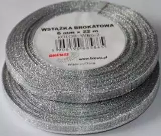Wstążka brokatowa srebrna 6mmx22m - Papiernicze i szkolne