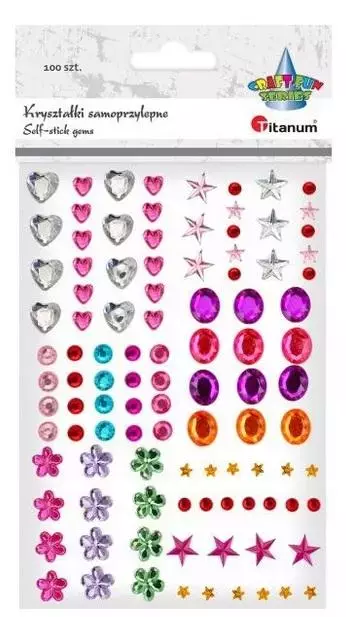 Kryształki samoprzylepne mix wzory i kolory 100szt - Papiernicze i szkolne