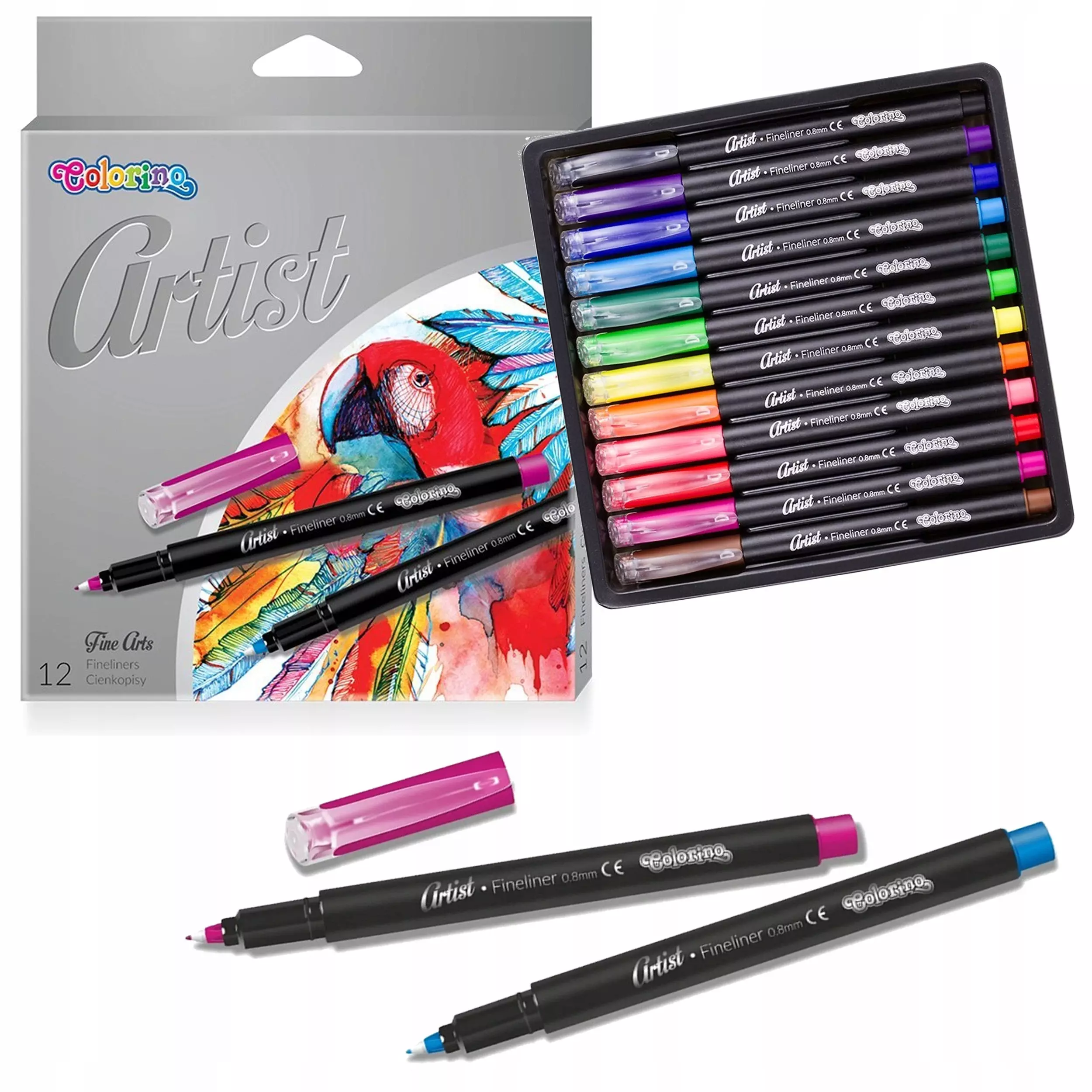 CIENKOPISY Z PLASTIKOWĄ KOŃCÓWKĄ COLORINO ARTIST 12 KOLORÓW - Papiernicze i szkolne