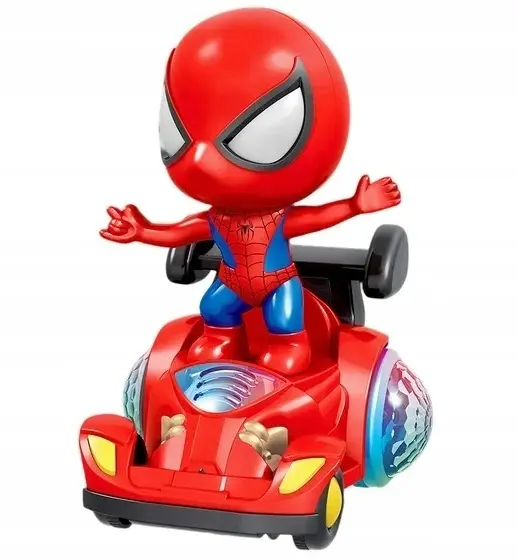 BOHATER PAJĄK LUDZIK NA BATERIE SPIDER MUZYCZNY ŚWIATŁO DŹWIĘK 360 - Zabawki