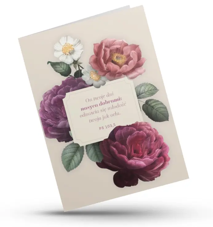 Kartka składana "On Twoje dni nasyca", kwiaty - Papiernicze i szkolne