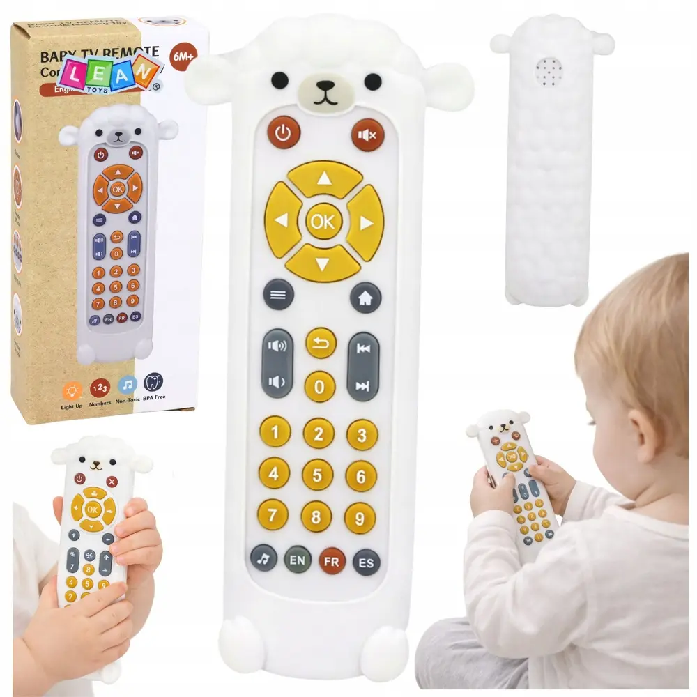 Pilot Interaktywny Edukacyjny Gryzak Światła Dźwięki Owieczka Biały - Zabawki