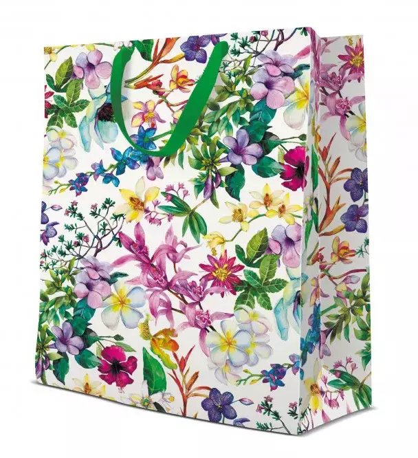 Torebka prezentowa Wiosenne kwiaty, bardzo duża - Papiernicze i szkolne