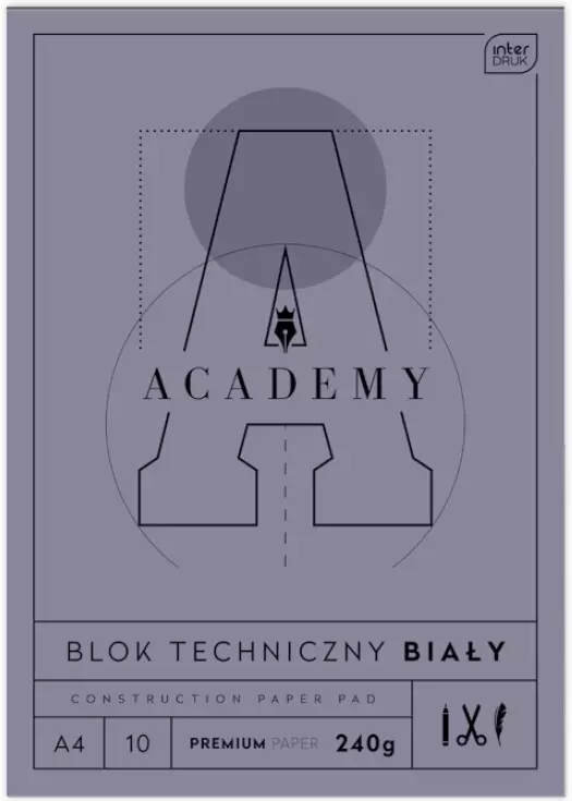 Blok techniczny A4/10k biały Academy Int Fol A 10, cena za 1 szt - Papiernicze i szkolne