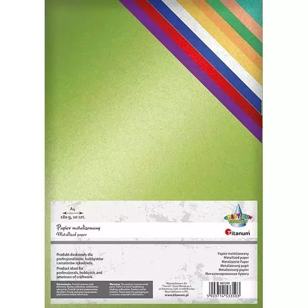 Papier metalizowany A4 10 kolorów 180g - Papiernicze i szkolne