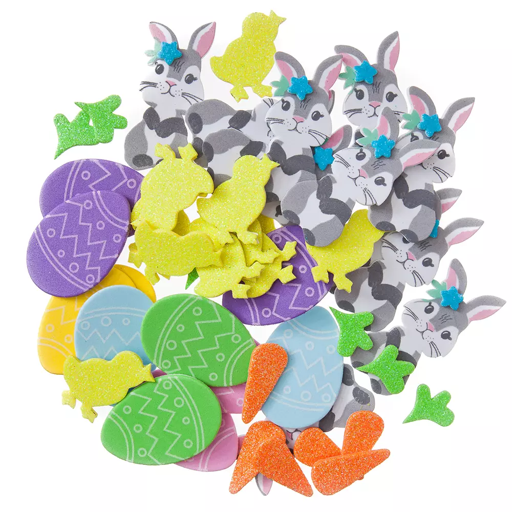 Naklejki z pianki - króliczki, kurczaczki, pisanki i marchewki 48 szt. - Papiernicze i szkolne