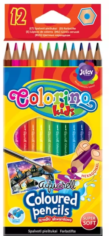 Kredki akwarelowe Colorino z pędzlem (12 sztuk) - Papiernicze i szkolne