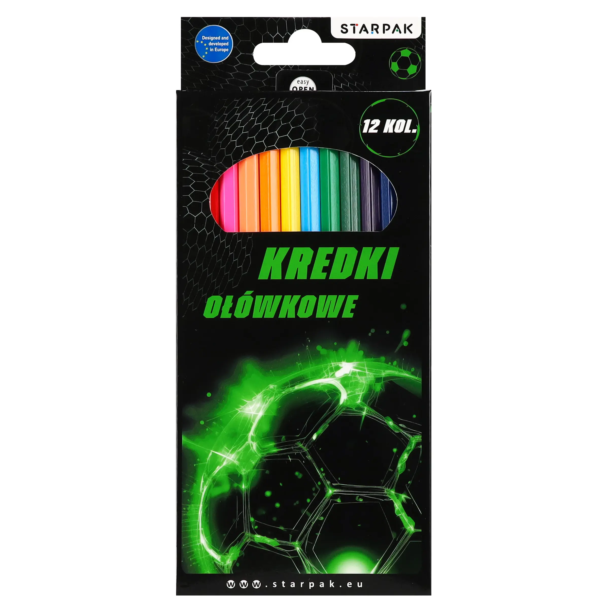Kredki OŁÓwkowe 12 KolorÓw Football Starpak 580597 - Papiernicze i szkolne