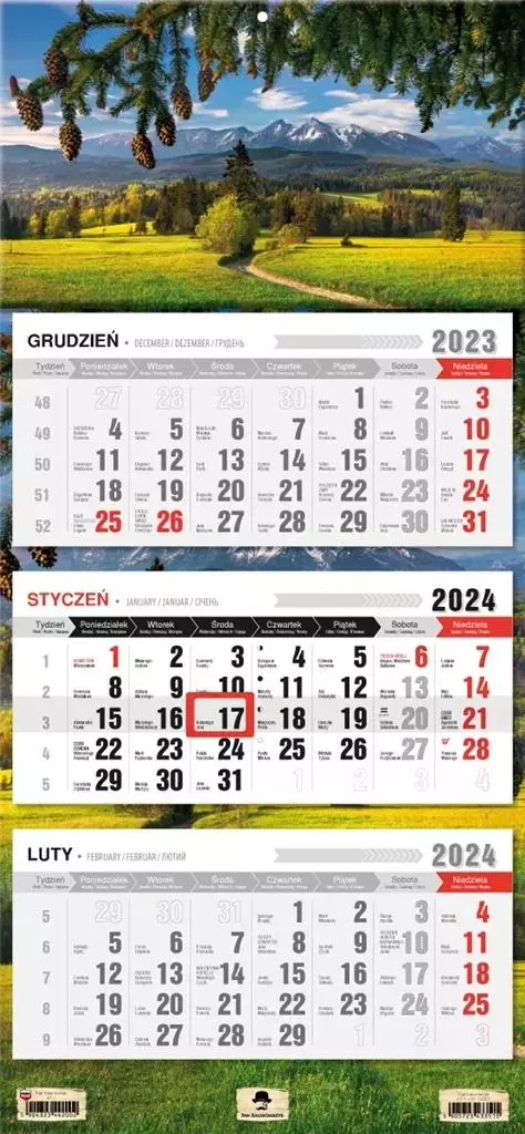 Kalendarz 2024 trójdzielny Tatry - Książki