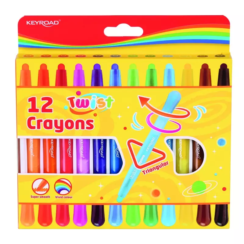 Kredki wykręcane KEYROAD 12 kolorów - Papiernicze i szkolne