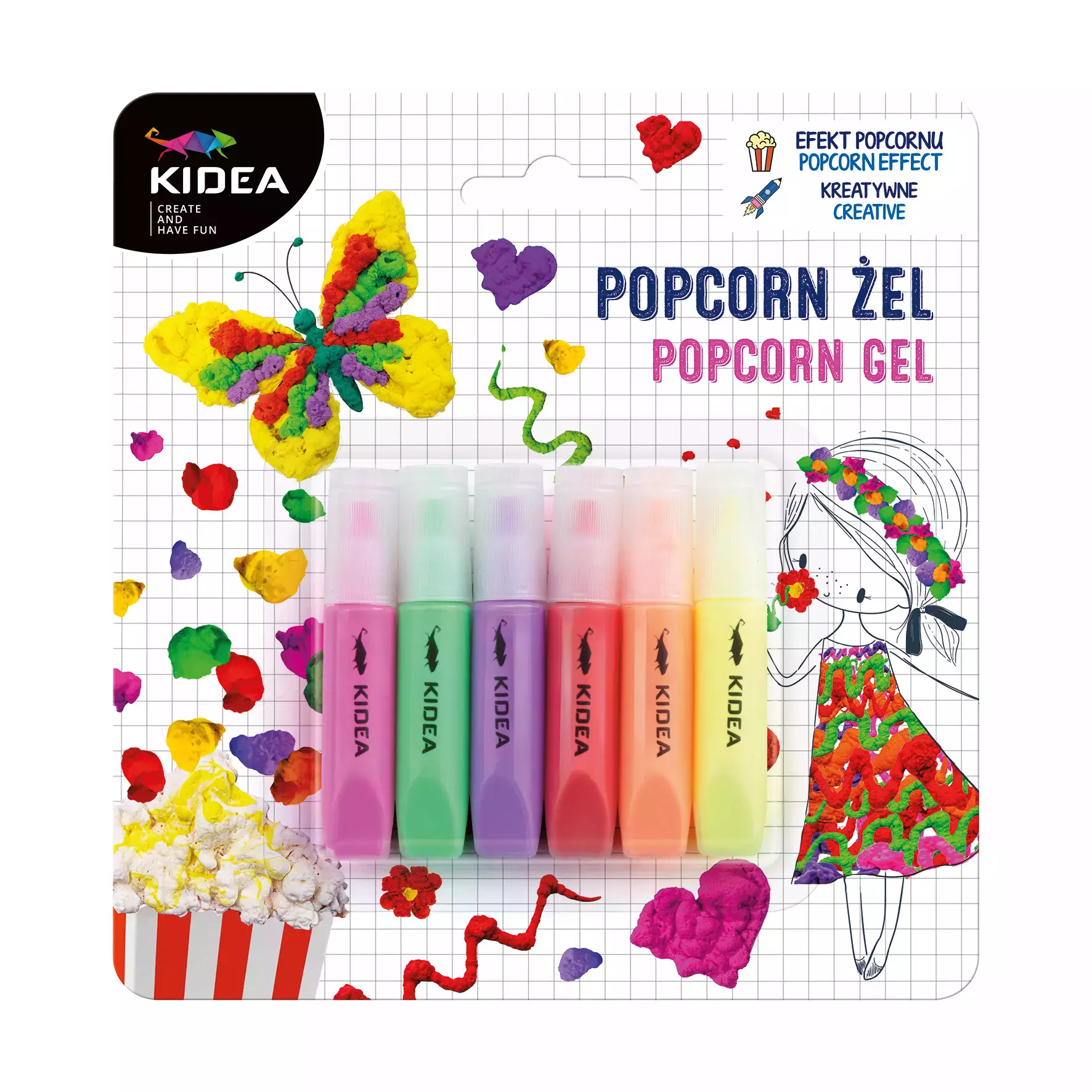 Masa Gel Popcorn 6 kolorów Derform Kidea B/c - Zabawki