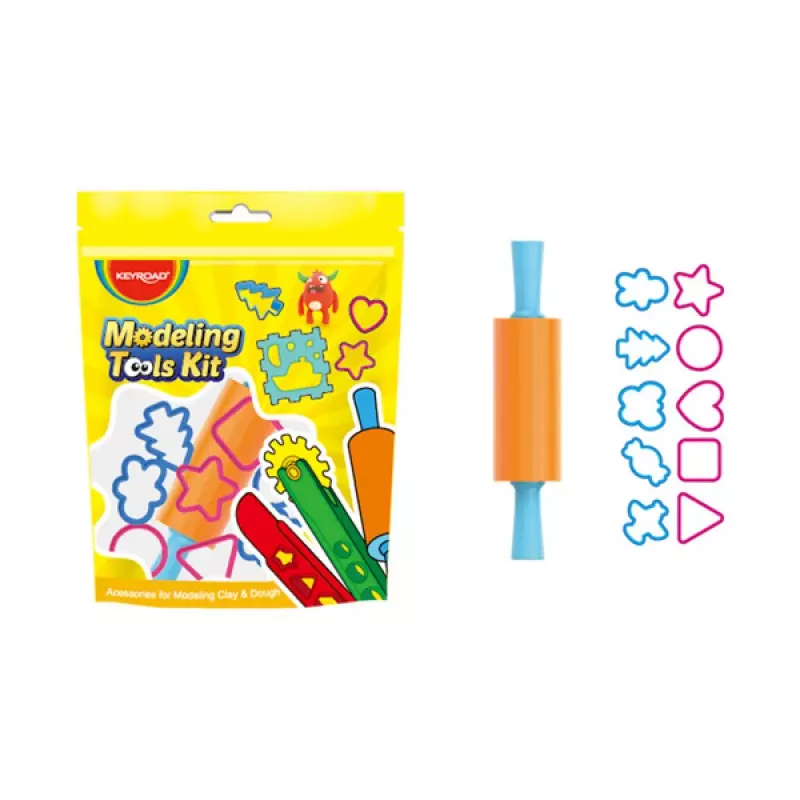 Zestaw narzędzi do ciastoliny KEYROAD wałek + 10 form - Papiernicze i szkolne