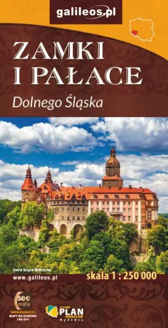 Zamki i pałace Dolnego Śląska. Mapa, 1:250 000 - Książki