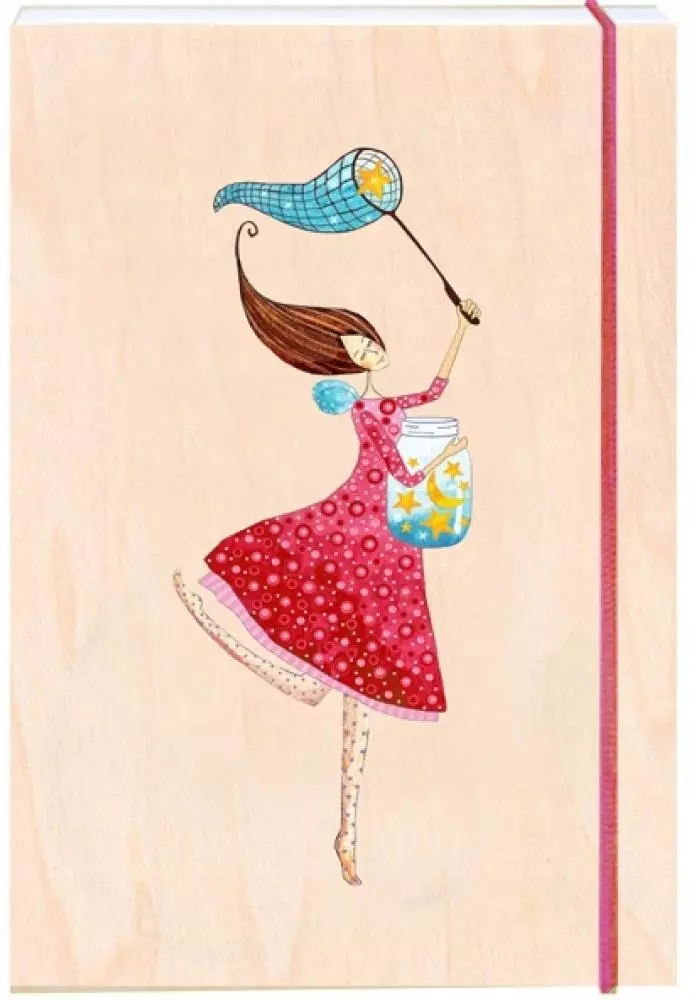 Notatnik ozdobny drewniany A6 Słoik gwiazd - Książki