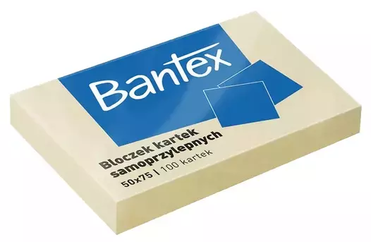 Bloczek samoprzylepny 50x75 mm 100 kartek, żółty - Papiernicze i szkolne