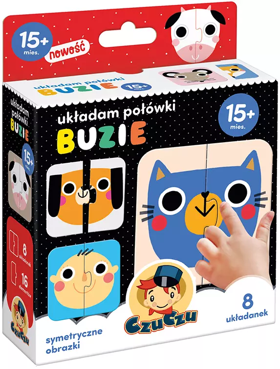 CzuCzu. 16 elementów. Układam połówki. Buzie - Puzzle