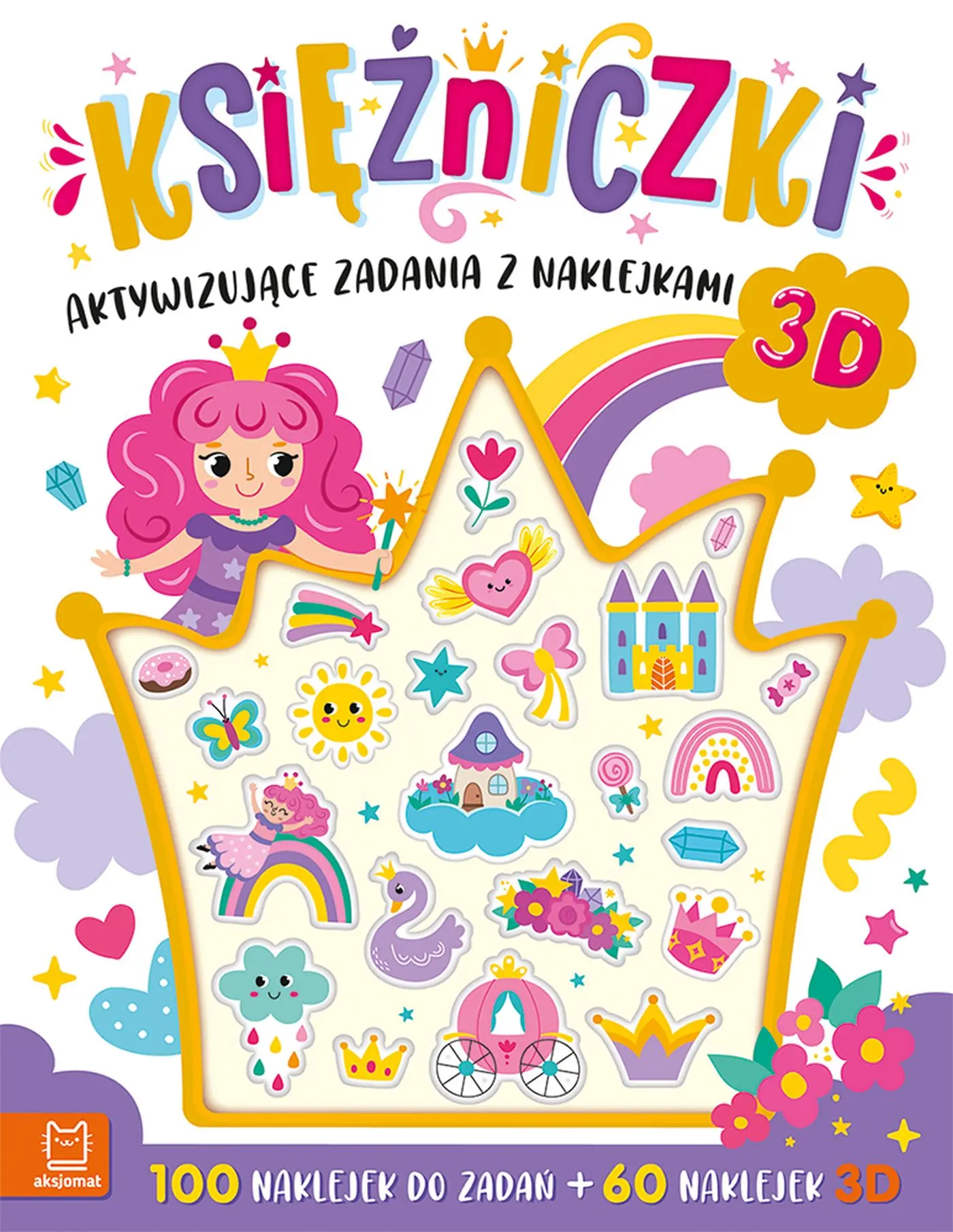 Księżniczki. Aktywizujące zadania z naklejkami. 100 naklejek do zadań + 60 naklejek 3D - Książki