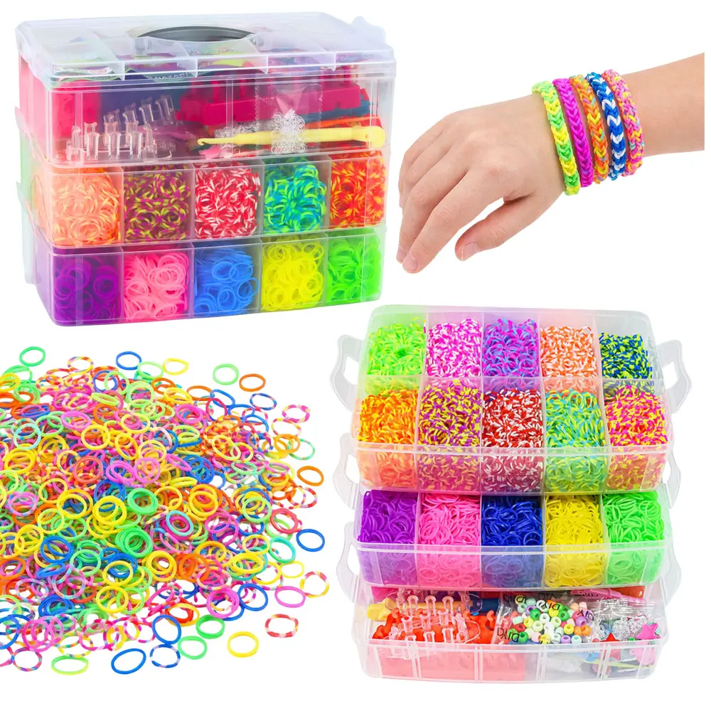 Duży Zestaw Kreatywny Gumki Do Robienia Bransoletek DIY Kuferek 15000 el. - Gry