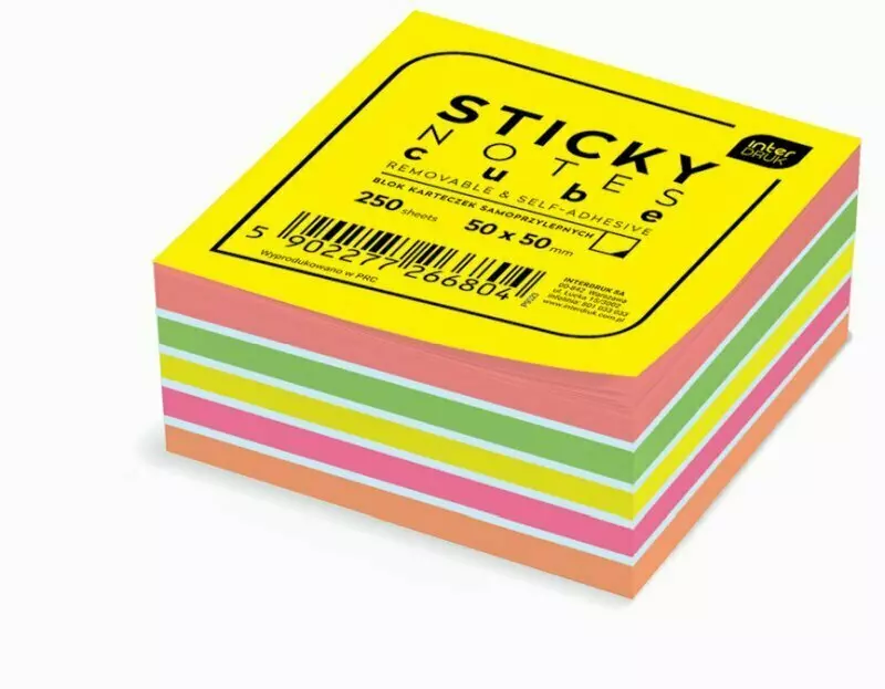 Karteczki samoprzylepne kolorowe 50x50mm 250K - Papiernicze i szkolne