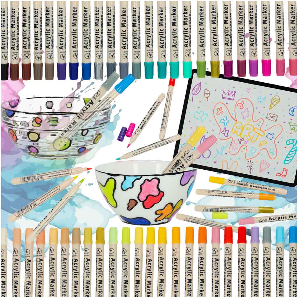 Markery akrylowe do tkanin kamieni pisaki flamastry mazaki wodoodporne DIY 48 szt. - Papiernicze i szkolne