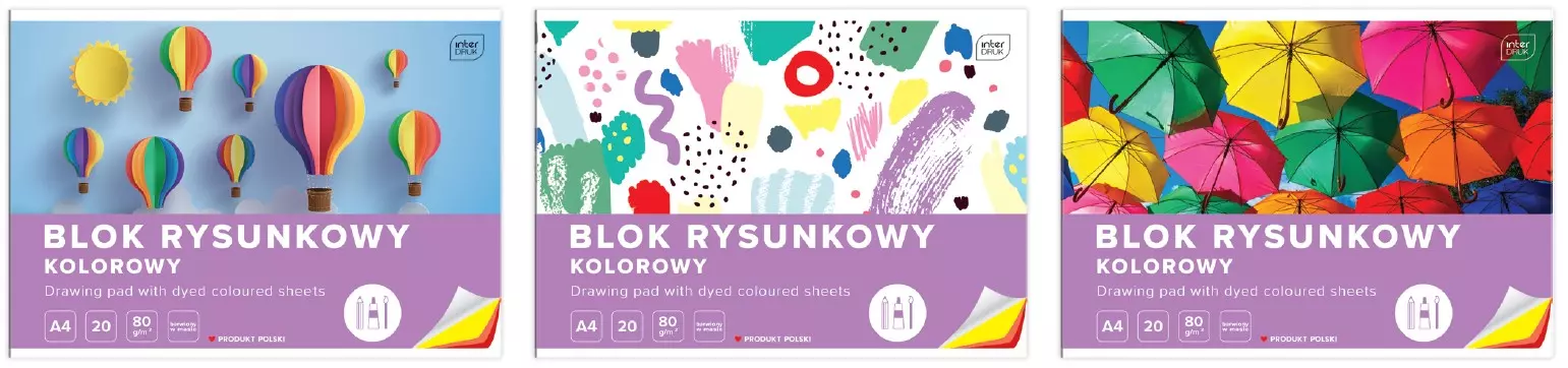 Blok rysunkowy kolorowy A4 20 kartek, mix wzorów - Papiernicze i szkolne