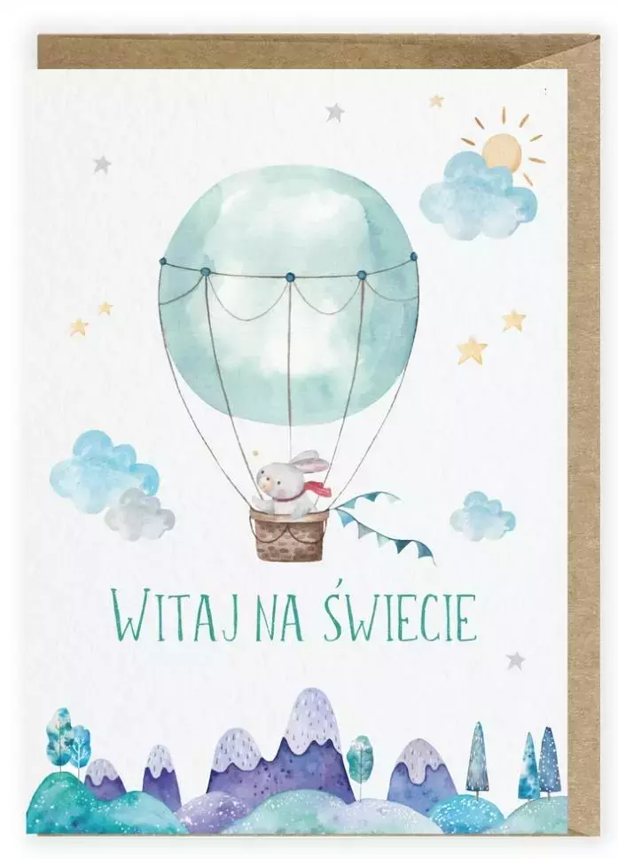 Kartka z okazji narodzin Balonik K117 - Papiernicze i szkolne