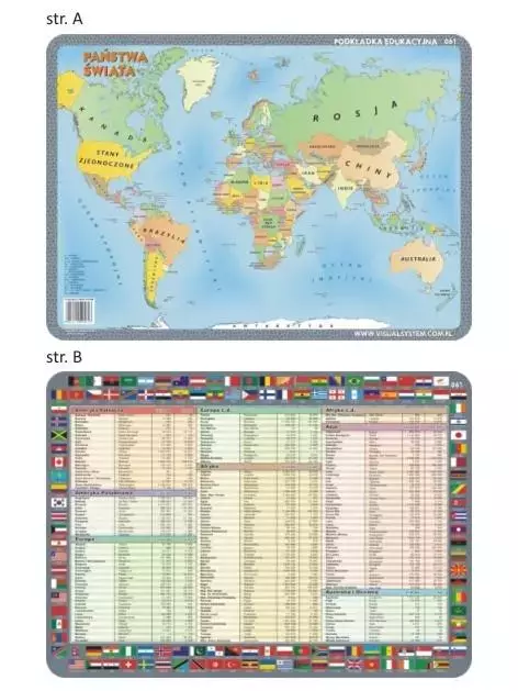 Podkładka edu. 061 - Państwa świata - Papiernicze i szkolne