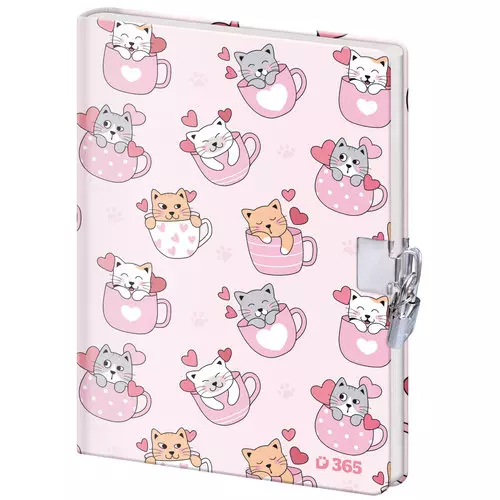 Pamiętnik z kłódką B6 Koty 60K gładki - Papiernicze i szkolne