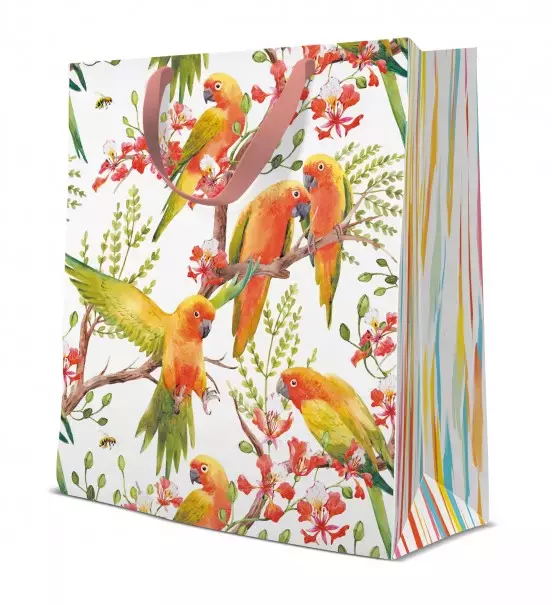 Torebka prezentowa Egzotyczne ptaki, duża - Papiernicze i szkolne