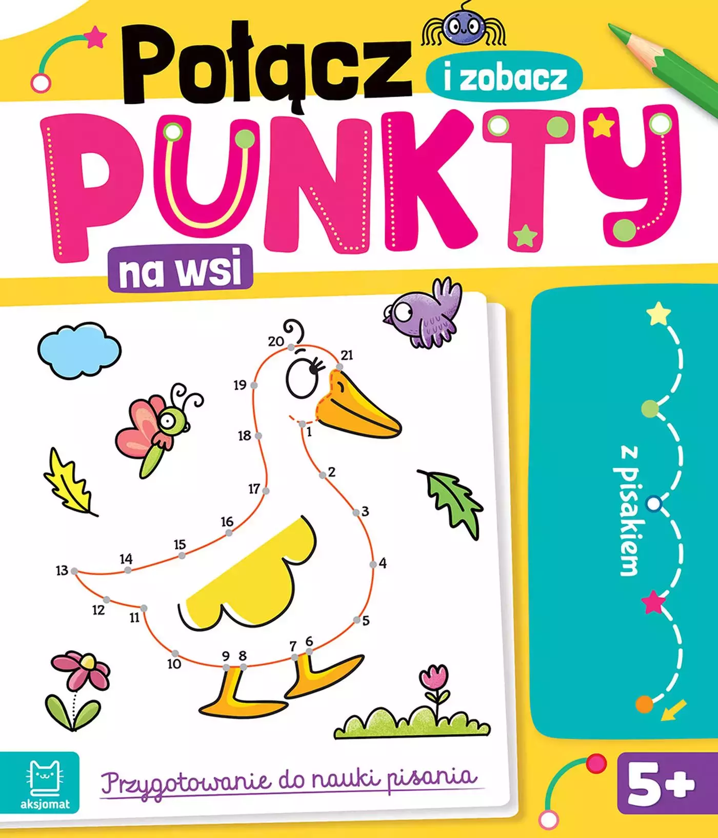 Połącz punkty i zobacz! Na wsi. Przygotowanie do nauki pisania. Ścieralny pisak - Książki