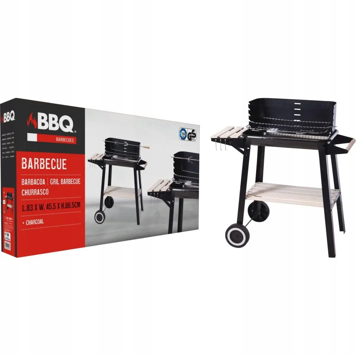 Grill Ogrodowy Wózek 83x45,5x86,5CM Czarny - Elektronika i akcesoria