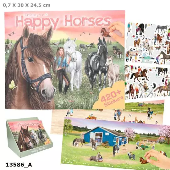 Zestaw kreatywny z naklejkami Happy Horses 13586A - Zabawki