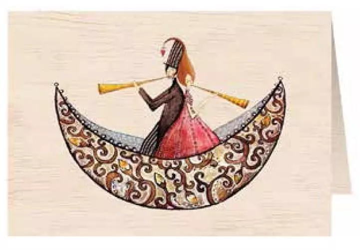 Karnet drewniany C6 + koperta Ślub łódka - Książki