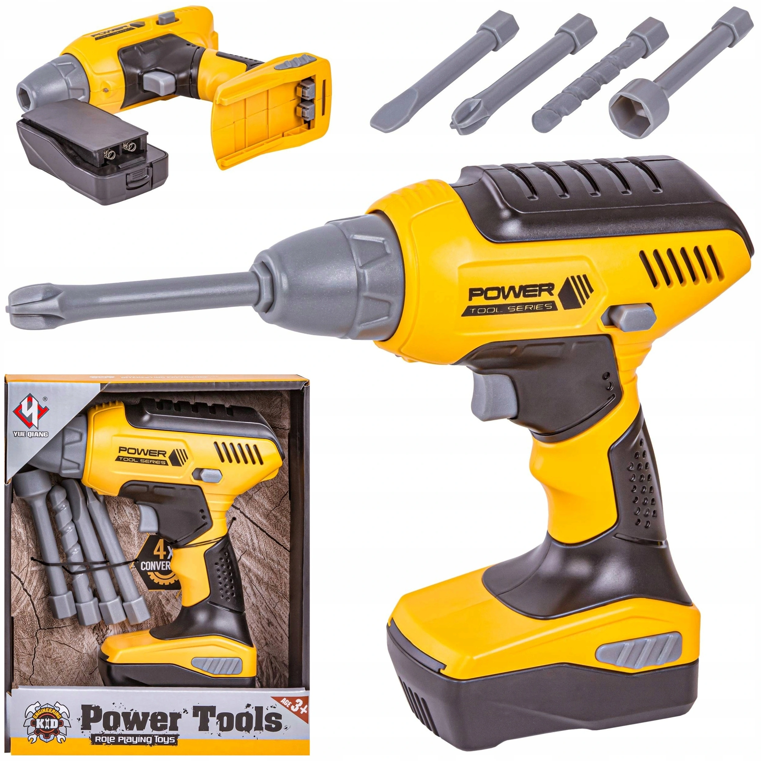 ZESTAW MAJSTERKOWAICZA WIERTARKA NA BATERIE WKRĘTARKA ŚWIATŁO I DŹWIĘK - Zabawki